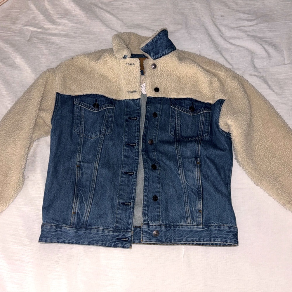 american eagle fuzzy jean jacket